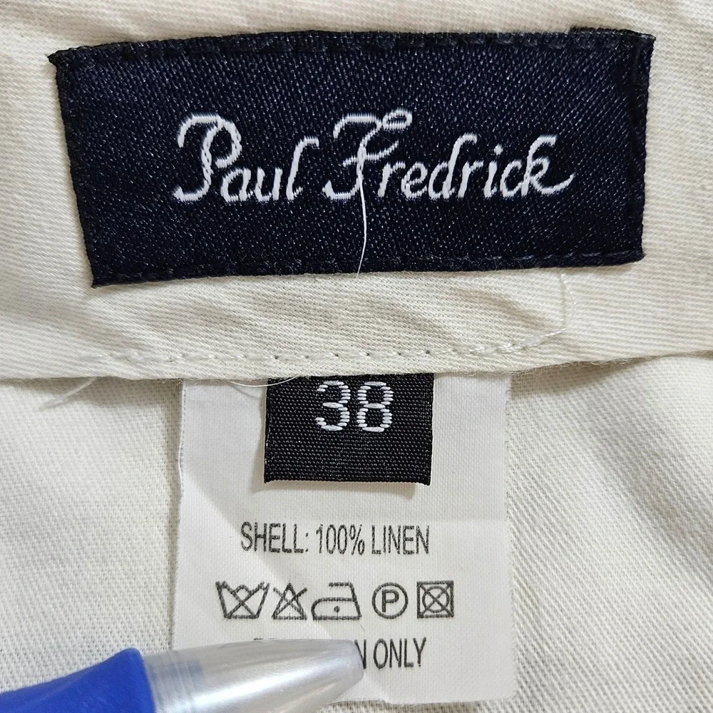 Paul Fredrick Mens 100% Linen Trousers Pants Pleated‎ Vacation Wedding 38x30